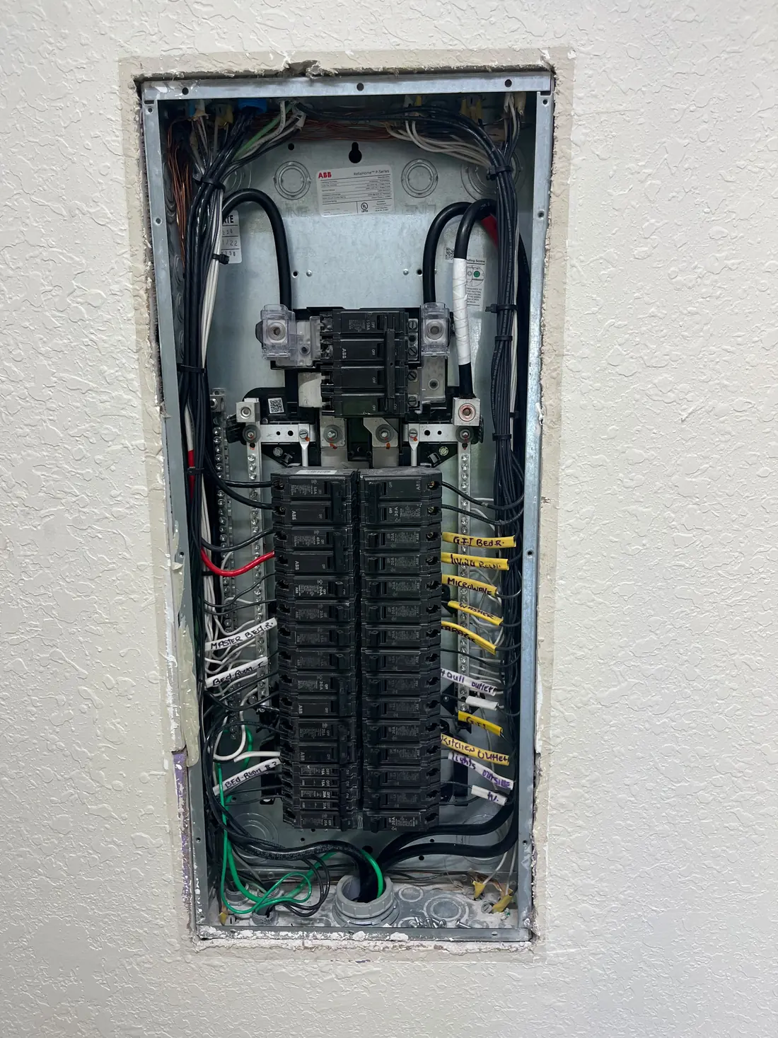 Breaker box, wired and labeled