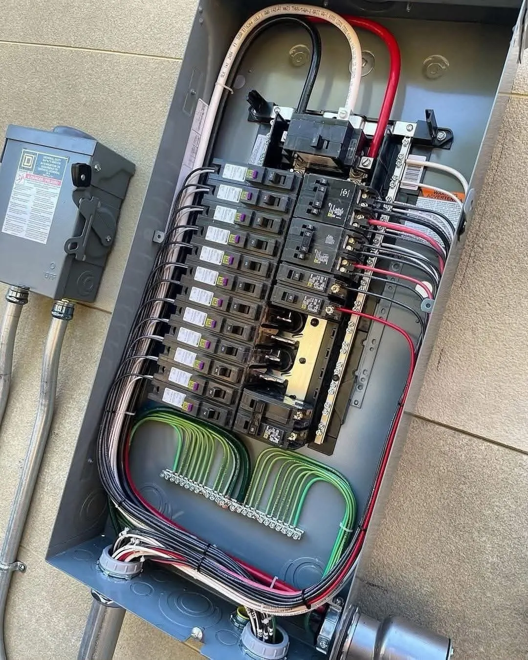 Breaker box wiring, neat and labeled