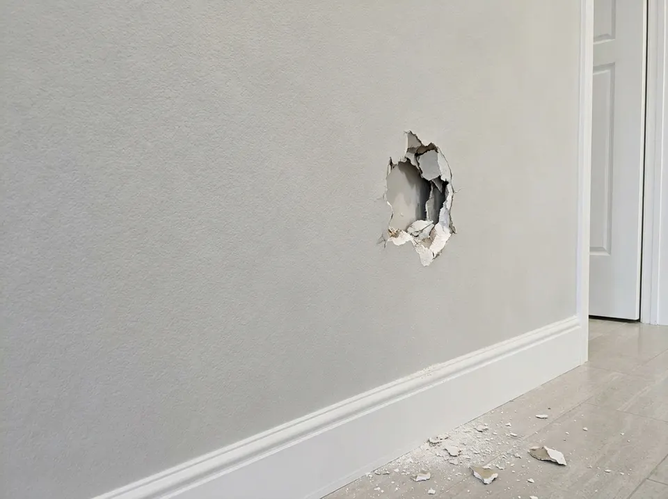 Holes & dents, before the repair
