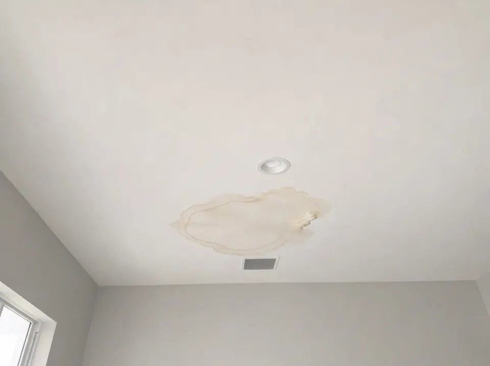 Water-stained ceilings, before the repair