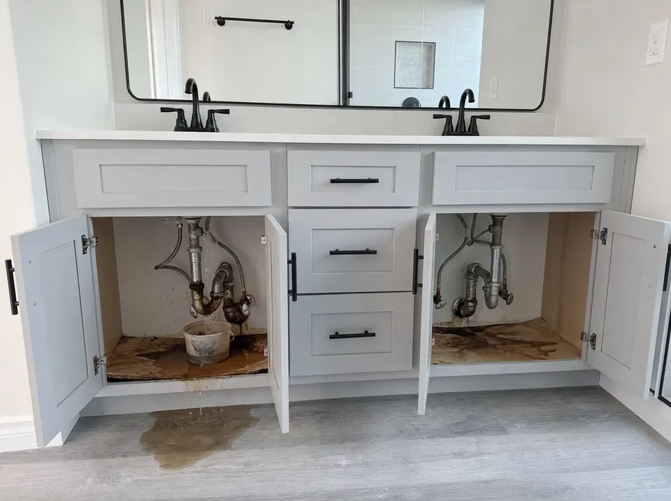 Leaks under the sink, before the repair